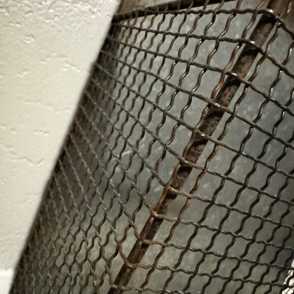 Vintage Industrial Wire Wall Basket with Galvanized Metal Backing - Picture 9 of 10